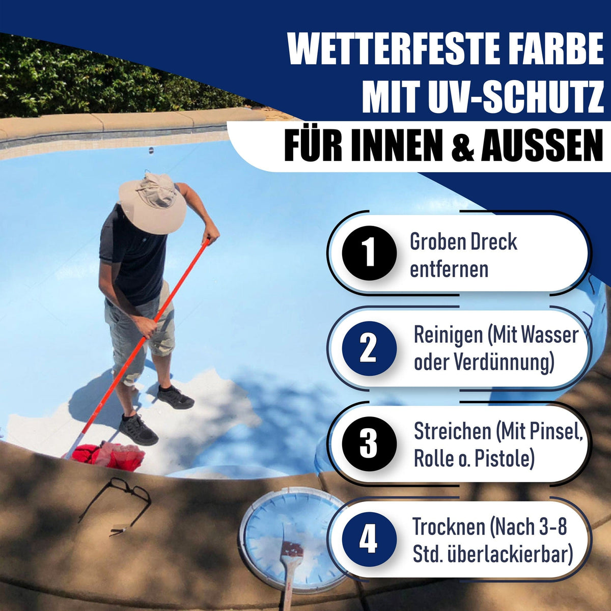 Peinture pour piscine Gris petit-gris RAL 7000 avec kit de peinture (X500) - Hamburger Lack-Profi