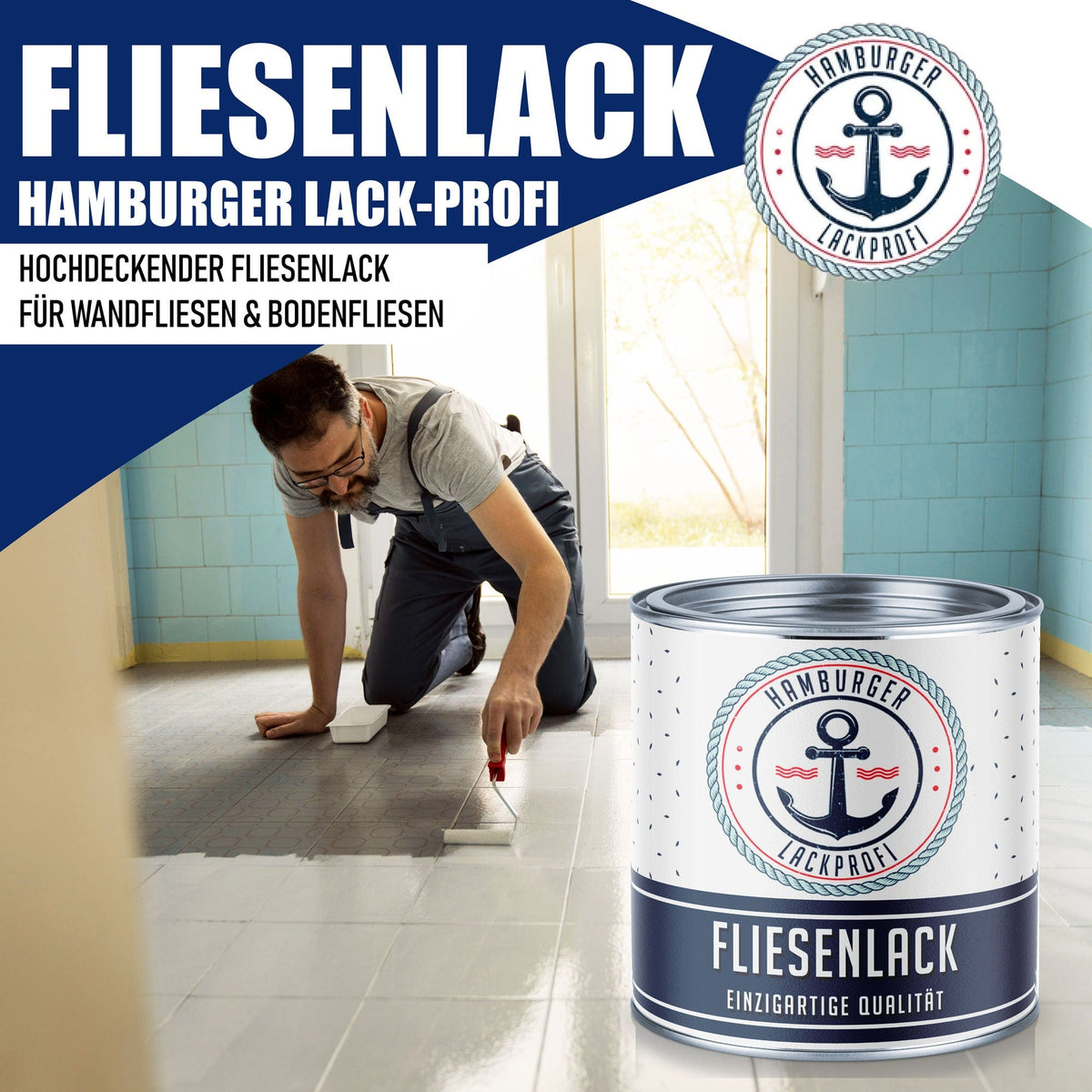 Hamburger Lack-Profi Fliesenlack Rotorange RAL 2001 - hochdeckende Fliesenfarbe Orange - Hamburger Lack-Profi
