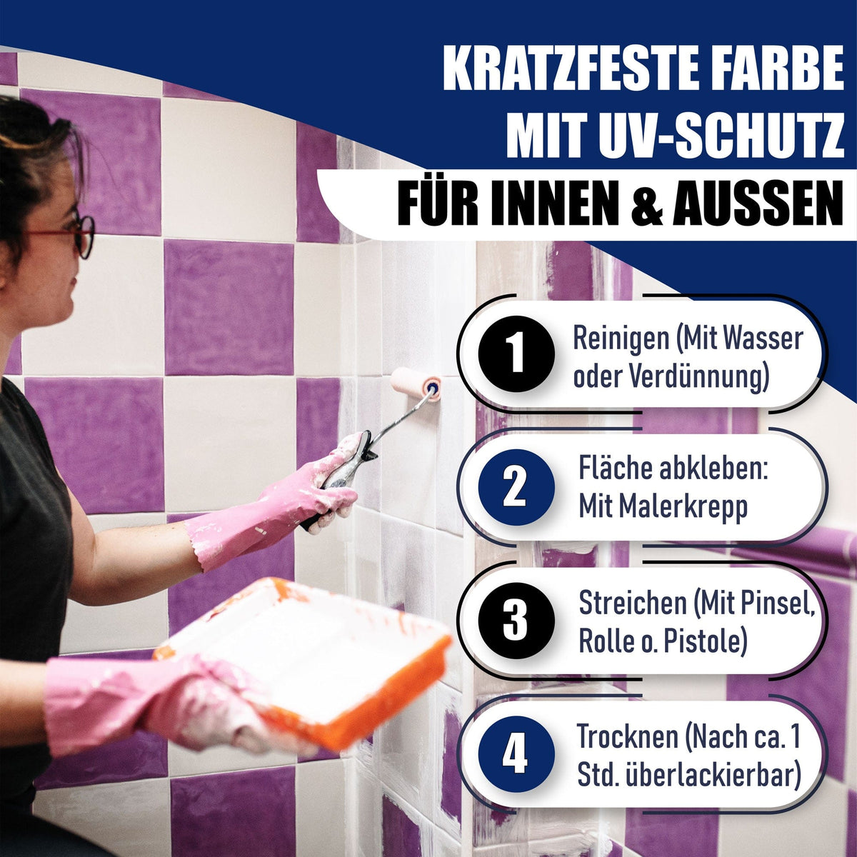 Hamburger Lack-Profi Fliesenlack Schwarzgrau RAL 7021 - hochdeckende Fliesenfarbe Grau - Hamburger Lack-Profi