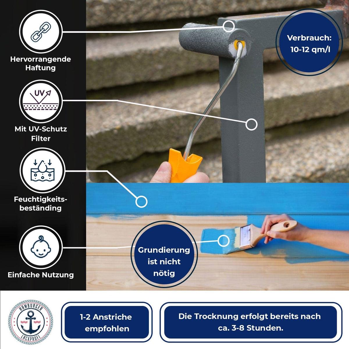 Laque colorée Gris platine RAL 7036 - Peinture glycéro robuste Hamburger Lack-Profi
