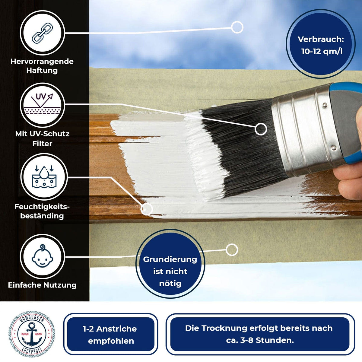 Peinture polyuréthane bois RAL 8025 Brun pâle - Peinture de protection intempéries Hamburger Lack-Profi