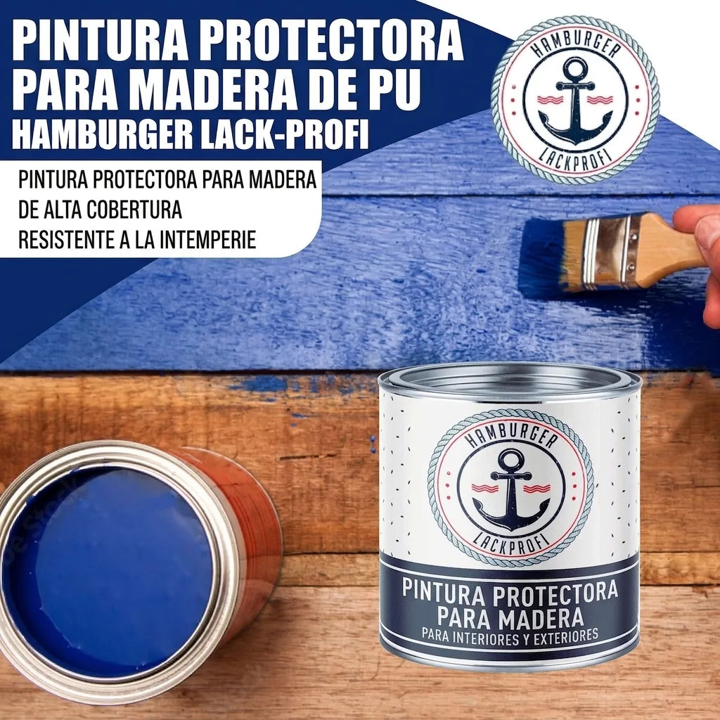 Peinture polyuréthane bois RAL 5021 Bleu d'eau - Peinture de protection contre les intempéries - Hamburger Lack-Profi