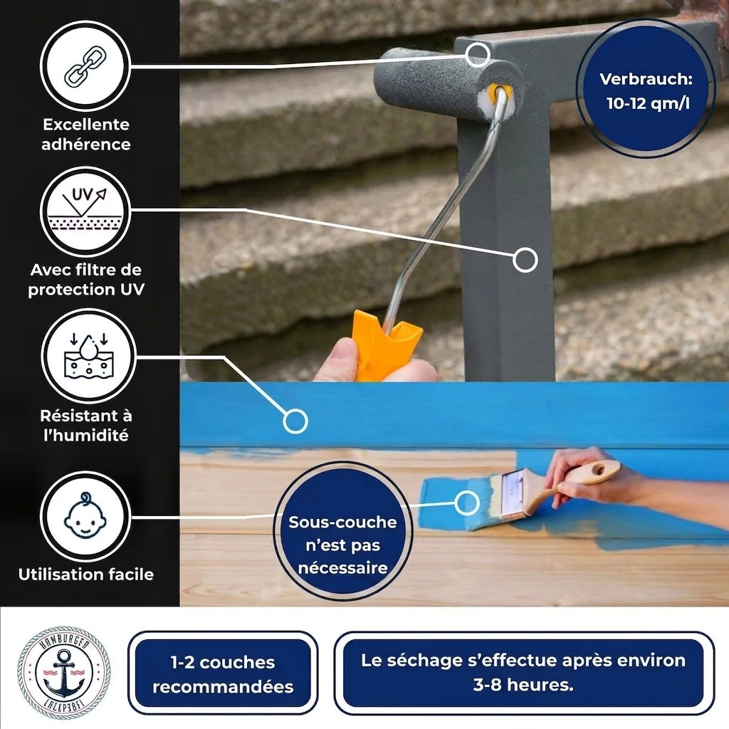 Laque colorée Brun noir RAL 8022 - Peinture glycéro robuste Hamburger Lack-Profi