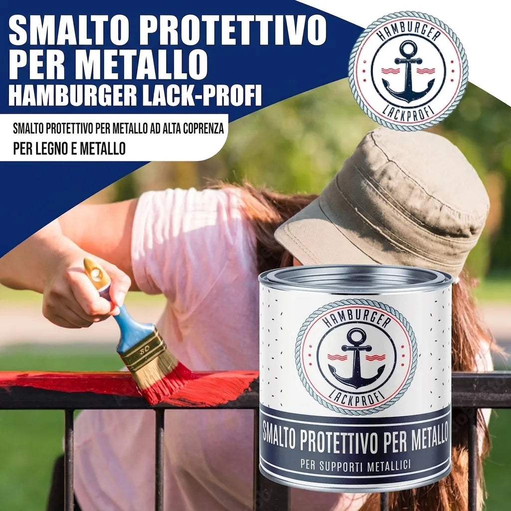 Hamburger Lack-Profi Metallschutzlack 3in1 SEIDENMATT mit Lackierset (X300) & Verdünnung (1 L) - 30% Sparangebot - Hamburger Lack-Profi