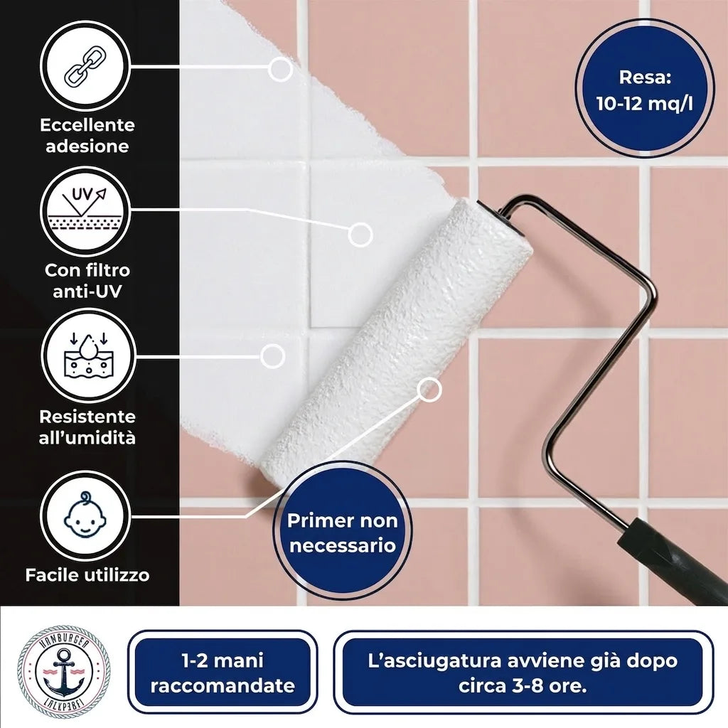 Hamburger Lack-Profi Fliesenlack Steingrau RAL 7030 - hochdeckende Fliesenfarbe Grau - Hamburger Lack-Profi