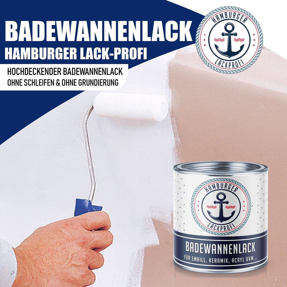 Hamburger Lack-Profi Badewannenlack Hamburger Lack-Profi 2K Badewannenlack Khakigrau RAL 7008 - Glänzend / Seidenmatt / Matt