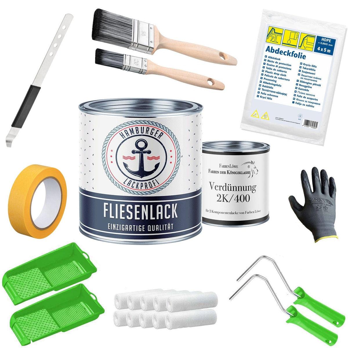 Peinture pour carrelage Rouge de sécurité RAL 3001 avec kit de peinture (X500) - Hamburger Lack-Profi