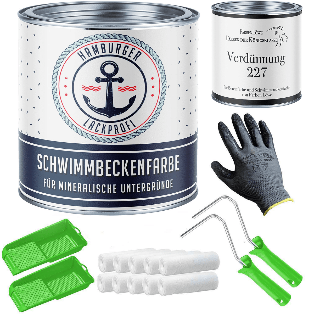 Peinture pour piscine Rouge feu RAL 3000 avec kit de peinture (X300) - Hamburger Lack-Profi