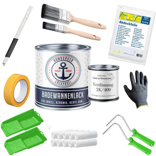 Peinture pour baignoire 2K Jaune safran RAL 1017 avec kit de peinture (X500) - Brillant / Satiné / Mat - Hamburger Lack-Profi