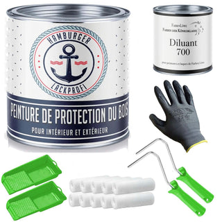 Peinture de protection du bois PU - Peinture résistante aux intempéries avec kit de peinture (X300) - Hamburger Lack-Profi
