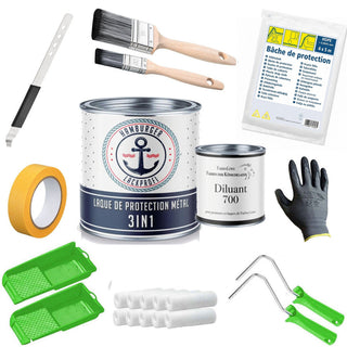 Peinture 3 en 1 Bleu outremer RAL 5002 avec kit de peinture (X500) - Antirouille - Hamburger Lack-Profi